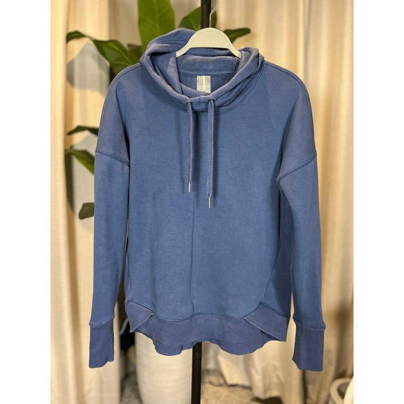 CALIA by Carrie Underwood Tops - CALIA by Carrie Underwood Womens Blue Cowl Neck Fleece Pullover Hoodie Small